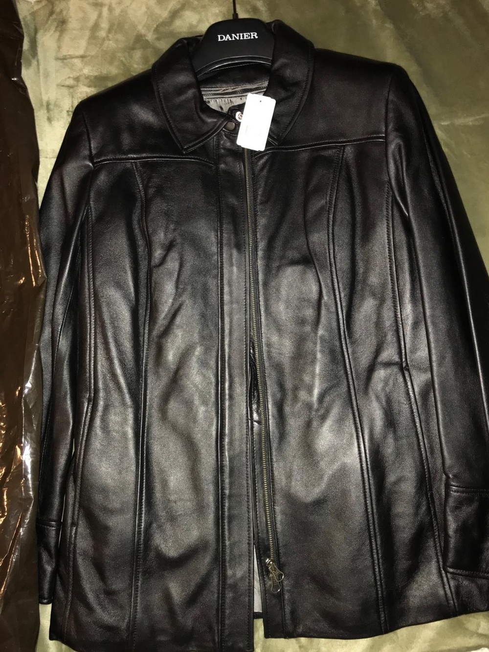 Danier Black Leather Panel Zip Jacket